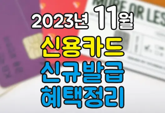 2023년 11월 신용카드 신규발급 혜택정리