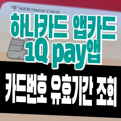 하나카드 앱카드 1Q pay앱에서 카드번호 유효기간 조회