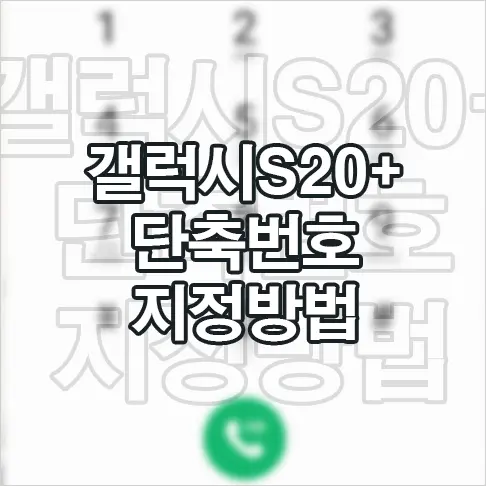 갤럭시S20+ 단축번호 지정 방법