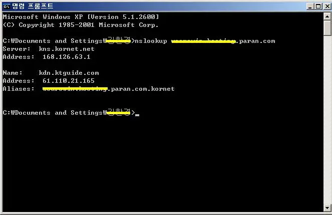 nslookup 명령어로 도메인 IP 알아보기
