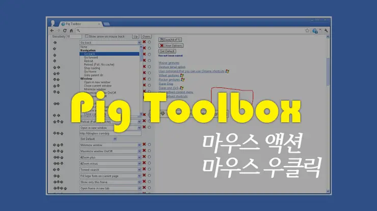 Pig Toolbox, 마우스액션, 마우스 우클릭 방지 해제 (네이버 가능)