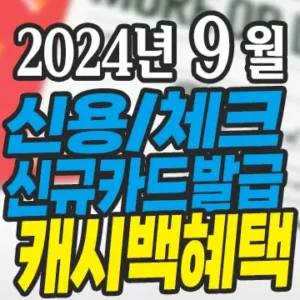 2024년 9월 신용카드 체크카드 신규발급 혜택