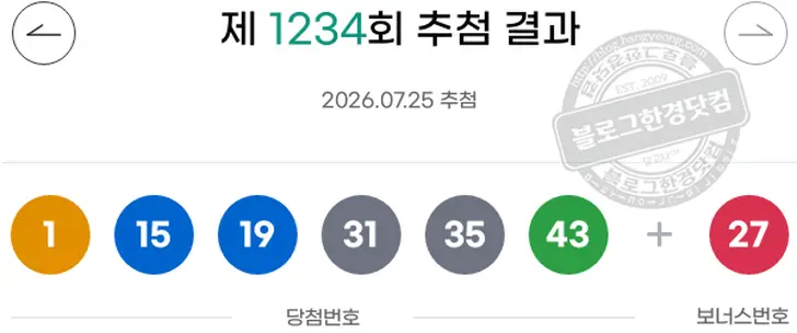 로또당첨번호 2  7  20  25  37  40 보너스 29