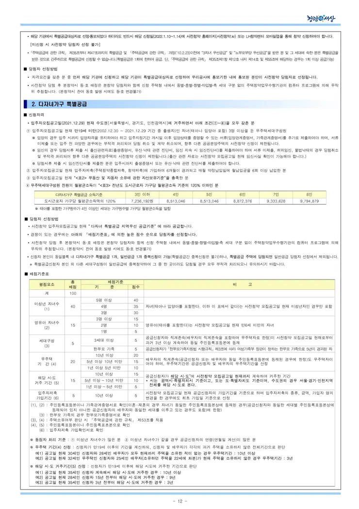 2021년 사전청약 4차지구 공공분양주택 입주자모집공고