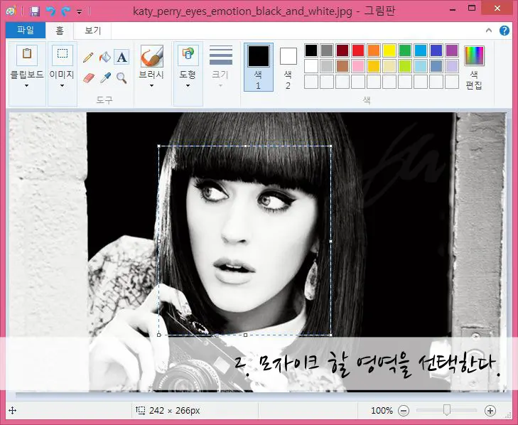 윈도우 기본 내장 그림판으로 초간단 모자이크 처리 하기