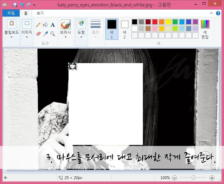 윈도우 기본 내장 그림판으로 초간단 모자이크 처리 하기